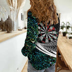 Personalized NZ Darts Women Casual Shirt Paua Shell Maori Koru Whakairo - Aussie Hoodie