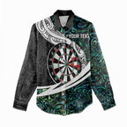 Personalized NZ Darts Women Casual Shirt Paua Shell Maori Koru Whakairo - Aussie Hoodie