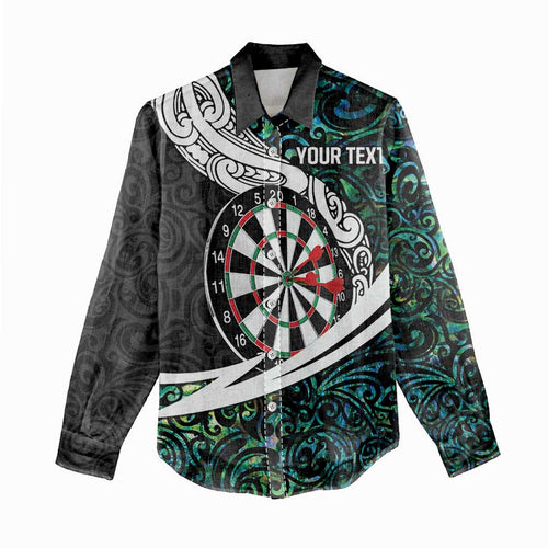 Personalized NZ Darts Women Casual Shirt Paua Shell Maori Koru Whakairo - Aussie Hoodie