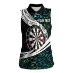 Personalized NZ Darts Women Sleeveless Polo Shirt Paua Shell Maori Koru Whakairo - Aussie Hoodie