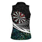Personalized NZ Darts Women Sleeveless Polo Shirt Paua Shell Maori Koru Whakairo - Aussie Hoodie