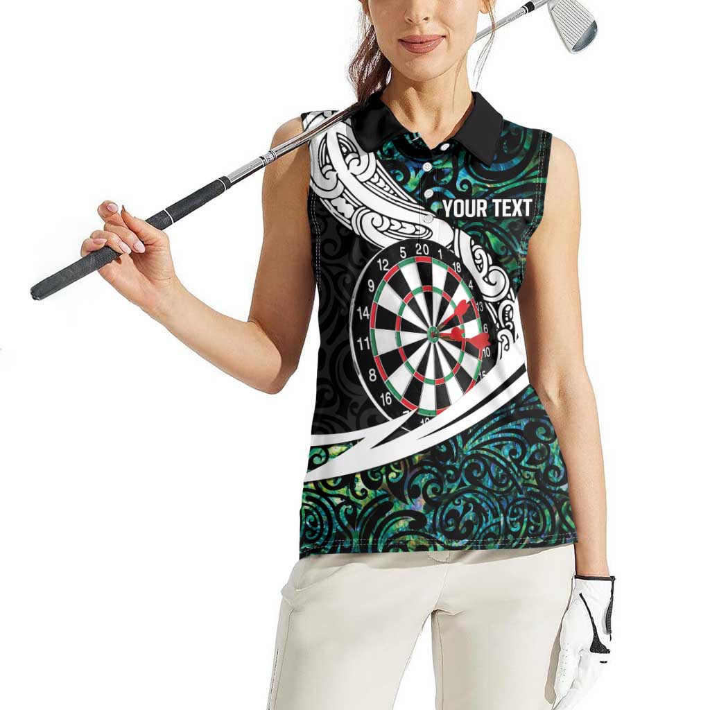 Personalized NZ Darts Women Sleeveless Polo Shirt Paua Shell Maori Koru Whakairo - Aussie Hoodie