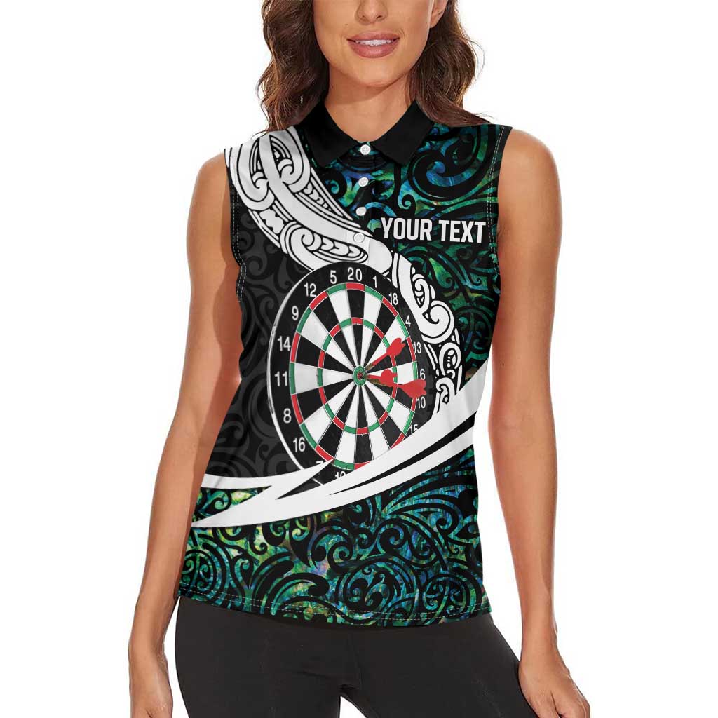 Personalized NZ Darts Women Sleeveless Polo Shirt Paua Shell Maori Koru Whakairo - Aussie Hoodie