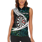 Personalized NZ Darts Women Sleeveless Polo Shirt Paua Shell Maori Koru Whakairo - Aussie Hoodie