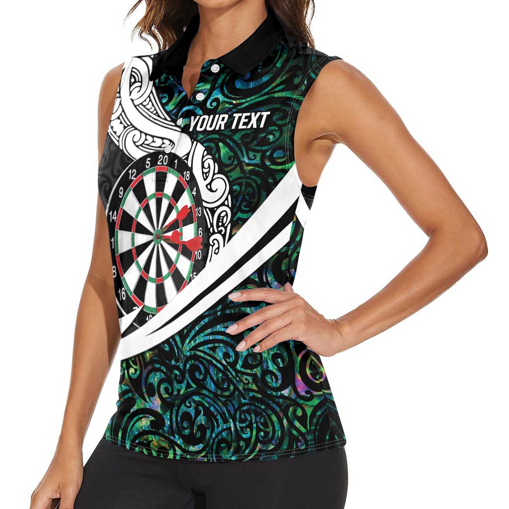 Personalized NZ Darts Women Sleeveless Polo Shirt Paua Shell Maori Koru Whakairo - Aussie Hoodie