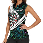 Personalized NZ Darts Women Sleeveless Polo Shirt Paua Shell Maori Koru Whakairo - Aussie Hoodie
