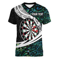 Personalized NZ Darts Women V-Neck T-Shirt Paua Shell Maori Koru Whakairo - Aussie Hoodie