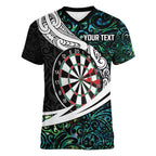 Personalized NZ Darts Women V-Neck T-Shirt Paua Shell Maori Koru Whakairo - Aussie Hoodie