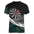 Personalized NZ Darts Women V-Neck T-Shirt Paua Shell Maori Koru Whakairo - Aussie Hoodie