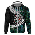 Personalized NZ Darts Zip Hoodie Paua Shell Maori Koru Whakairo - Aussie Hoodie