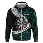Personalized NZ Darts Zip Hoodie Paua Shell Maori Koru Whakairo - Aussie Hoodie