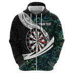Personalized NZ Darts Zip Hoodie Paua Shell Maori Koru Whakairo - Aussie Hoodie