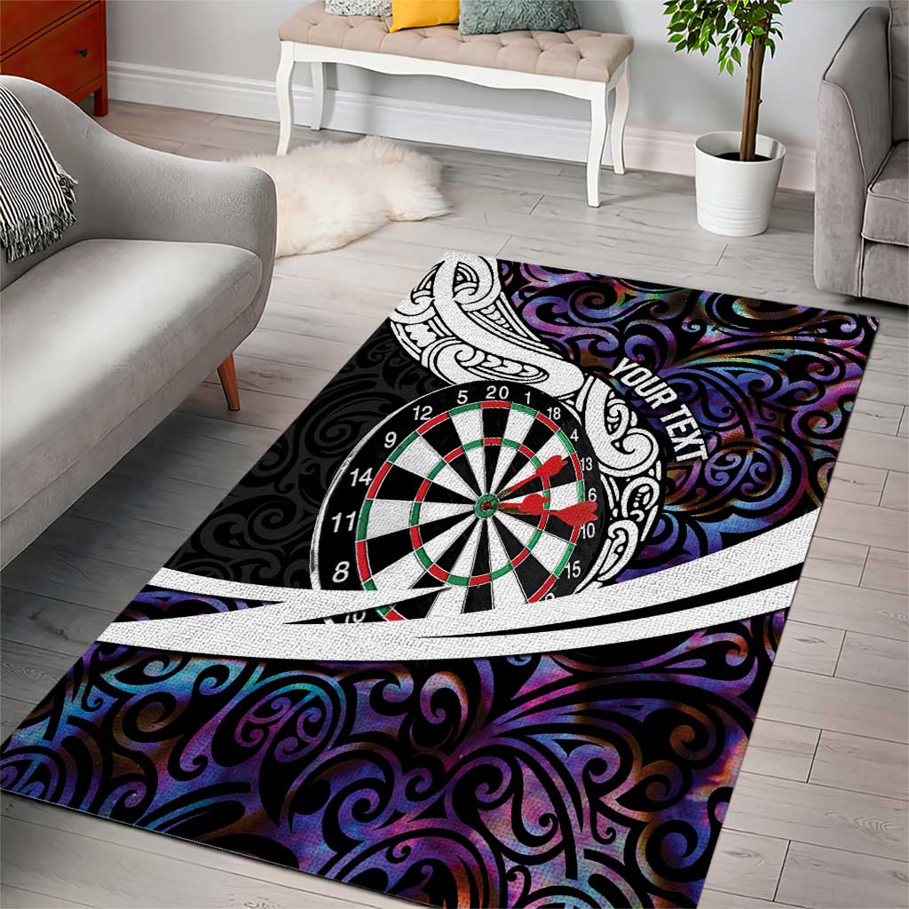 Personalized NZ Darts Area Rug Paua Shell Maori Koru Whakairo - Purple - Aussie Hoodie