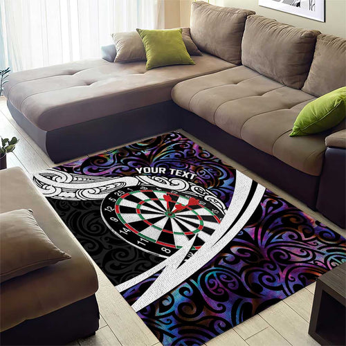 Personalized NZ Darts Area Rug Paua Shell Maori Koru Whakairo - Purple - Aussie Hoodie