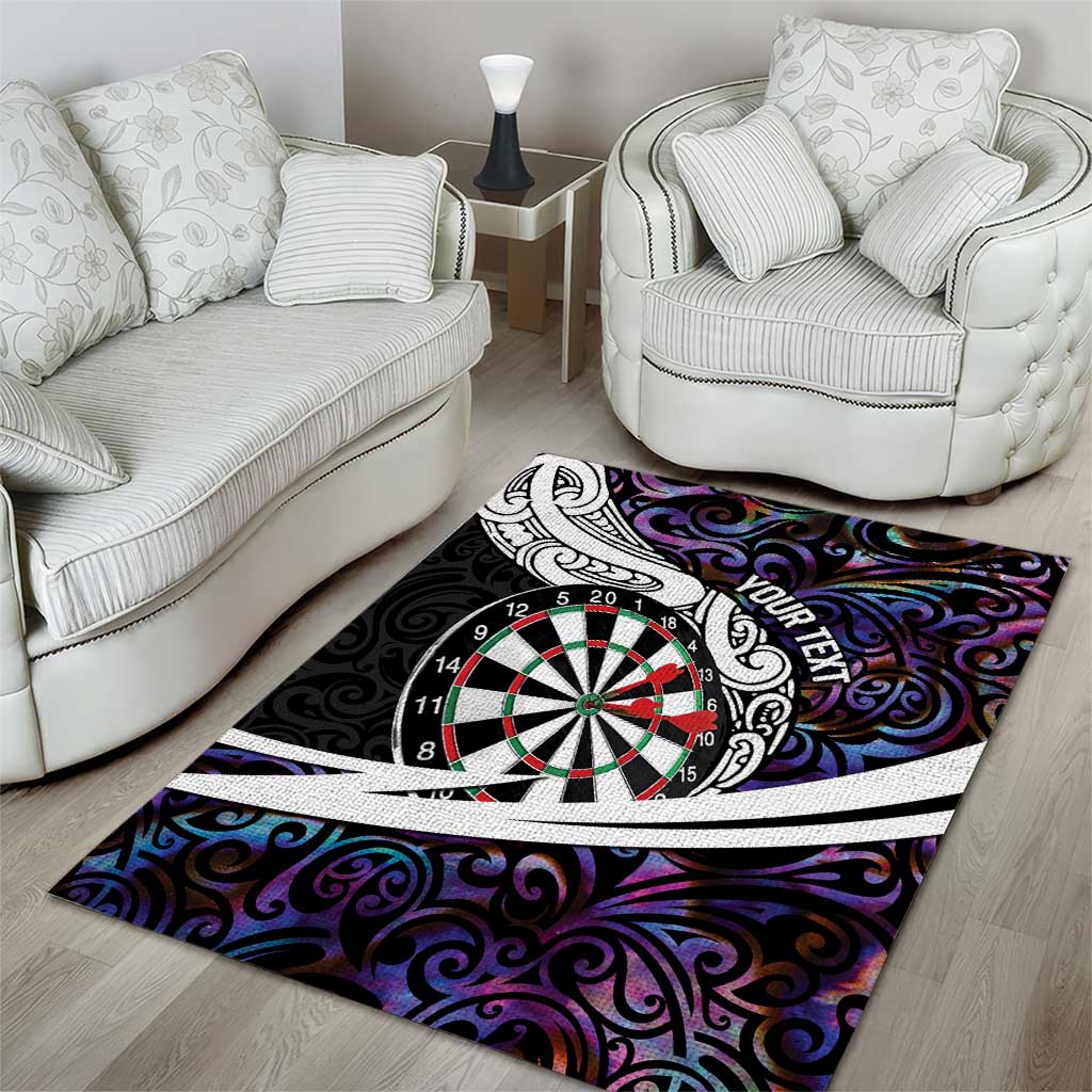 Personalized NZ Darts Area Rug Paua Shell Maori Koru Whakairo - Purple - Aussie Hoodie