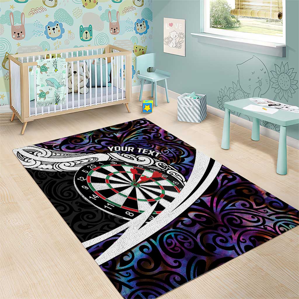 Personalized NZ Darts Area Rug Paua Shell Maori Koru Whakairo - Purple - Aussie Hoodie