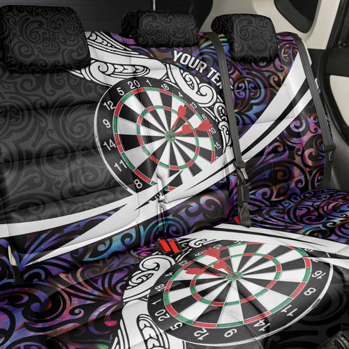 Personalized NZ Darts Back Car Seat Cover Paua Shell Maori Koru Whakairo - Purple - Aussie Hoodie