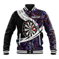 Personalized NZ Darts Baseball Jacket Paua Shell Maori Koru Whakairo - Purple - Aussie Hoodie