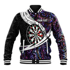 Personalized NZ Darts Baseball Jacket Paua Shell Maori Koru Whakairo - Purple - Aussie Hoodie