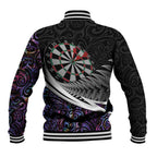 Personalized NZ Darts Baseball Jacket Paua Shell Maori Koru Whakairo - Purple - Aussie Hoodie