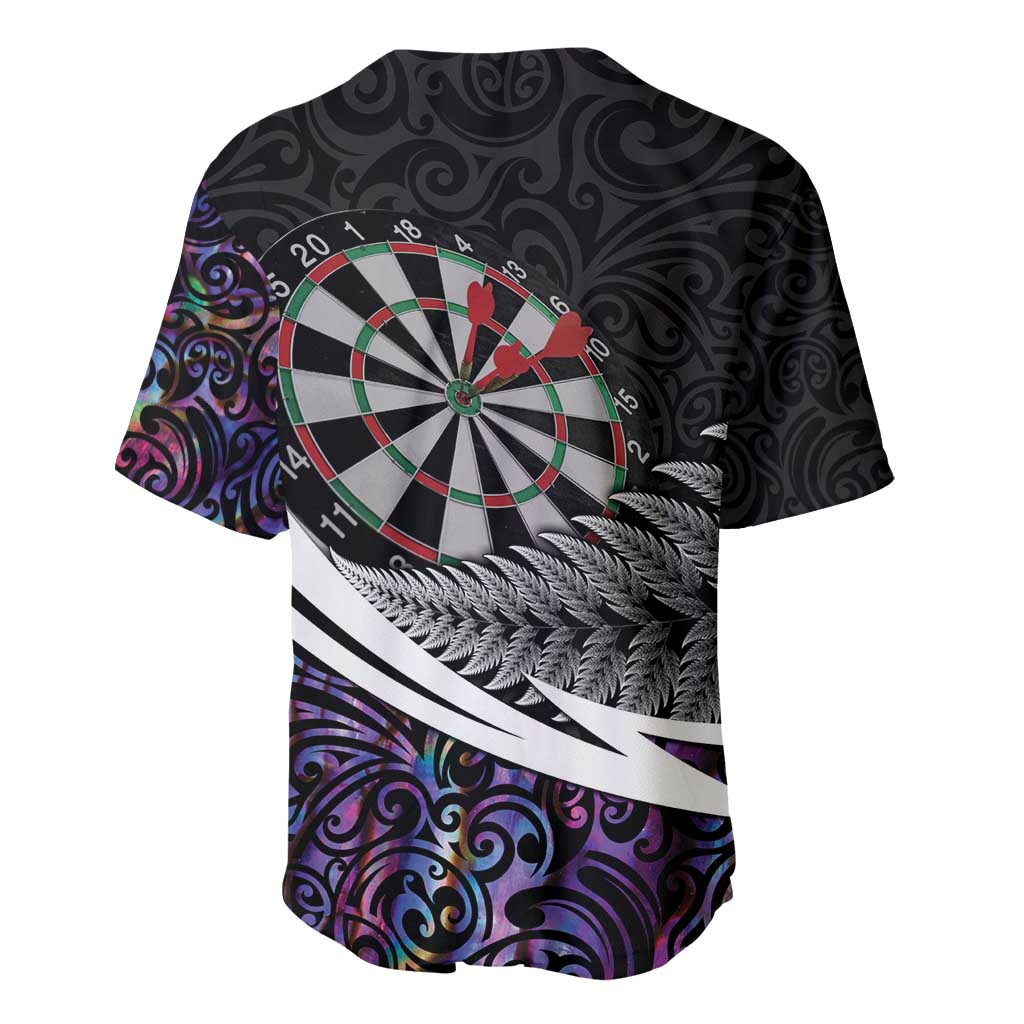 Personalized NZ Darts Baseball Jersey Paua Shell Maori Koru Whakairo - Purple - Aussie Hoodie
