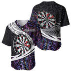 Personalized NZ Darts Baseball Jersey Paua Shell Maori Koru Whakairo - Purple - Aussie Hoodie