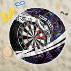 Personalized NZ Darts Beach Blanket Paua Shell Maori Koru Whakairo - Purple - Aussie Hoodie