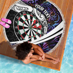 Personalized NZ Darts Beach Blanket Paua Shell Maori Koru Whakairo - Purple - Aussie Hoodie