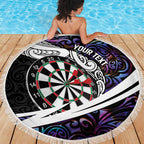 Personalized NZ Darts Beach Blanket Paua Shell Maori Koru Whakairo - Purple - Aussie Hoodie