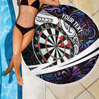 Personalized NZ Darts Beach Blanket Paua Shell Maori Koru Whakairo - Purple - Aussie Hoodie