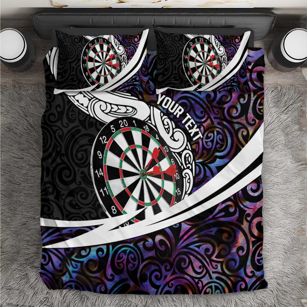 Personalized NZ Darts Bedding Set Paua Shell Maori Koru Whakairo - Purple - Aussie Hoodie