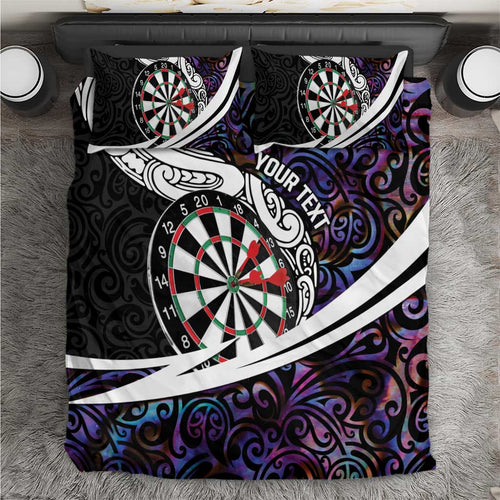 Personalized NZ Darts Bedding Set Paua Shell Maori Koru Whakairo - Purple - Aussie Hoodie