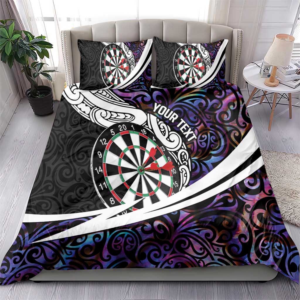 Personalized NZ Darts Bedding Set Paua Shell Maori Koru Whakairo - Purple - Aussie Hoodie