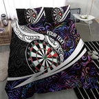 Personalized NZ Darts Bedding Set Paua Shell Maori Koru Whakairo - Purple - Aussie Hoodie