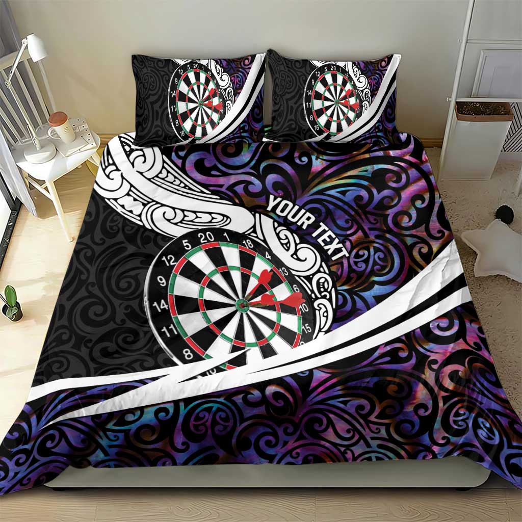 Personalized NZ Darts Bedding Set Paua Shell Maori Koru Whakairo - Purple - Aussie Hoodie