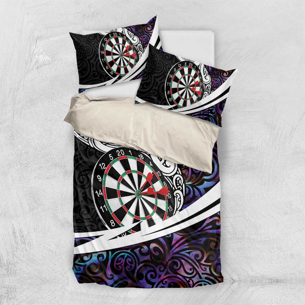 Personalized NZ Darts Bedding Set Paua Shell Maori Koru Whakairo - Purple - Aussie Hoodie