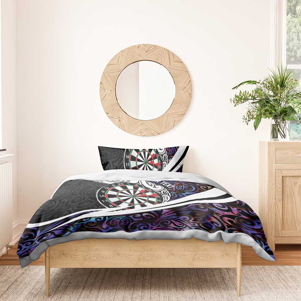 Personalized NZ Darts Bedding Set Paua Shell Maori Koru Whakairo - Purple - Aussie Hoodie