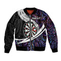 Personalized NZ Darts Bomber Jacket Paua Shell Maori Koru Whakairo - Purple - Aussie Hoodie