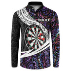 Personalized NZ Darts Button Sweatshirt Paua Shell Maori Koru Whakairo - Purple - Aussie Hoodie