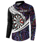 Personalized NZ Darts Button Sweatshirt Paua Shell Maori Koru Whakairo - Purple - Aussie Hoodie