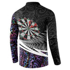 Personalized NZ Darts Button Sweatshirt Paua Shell Maori Koru Whakairo - Purple - Aussie Hoodie