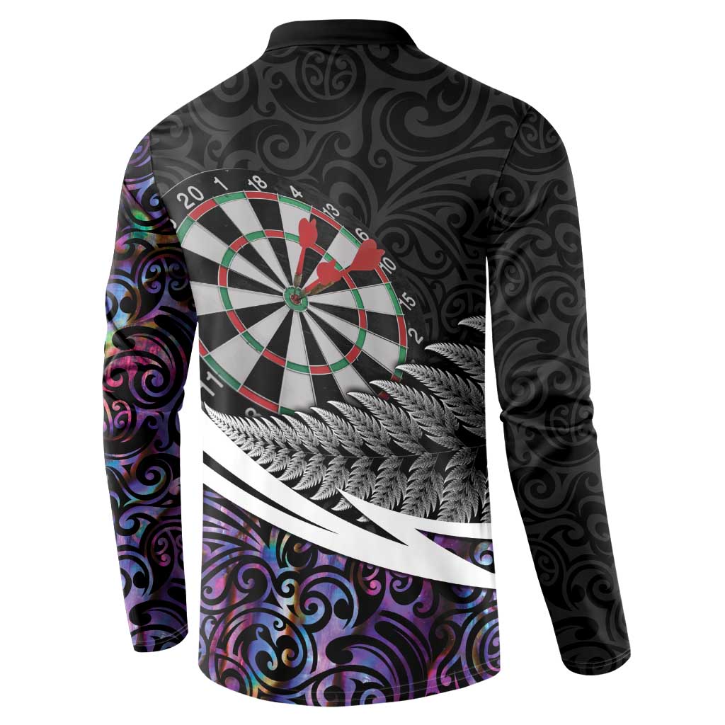 Personalized NZ Darts Button Sweatshirt Paua Shell Maori Koru Whakairo - Purple - Aussie Hoodie