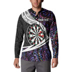 Personalized NZ Darts Button Sweatshirt Paua Shell Maori Koru Whakairo - Purple - Aussie Hoodie