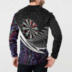Personalized NZ Darts Button Sweatshirt Paua Shell Maori Koru Whakairo - Purple - Aussie Hoodie