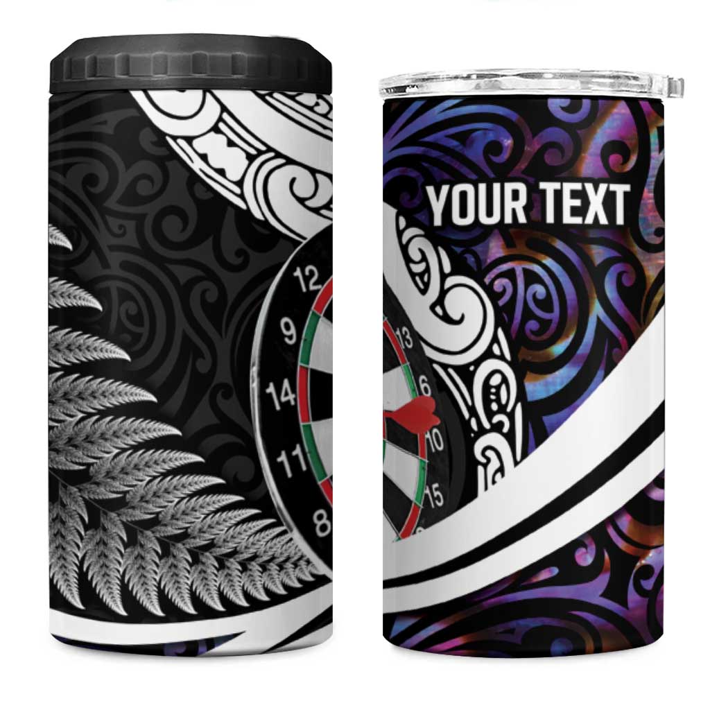 Personalized NZ Darts 4 in 1 Can Cooler Tumbler Paua Shell Maori Koru Whakairo - Purple - Aussie Hoodie