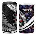 Personalized NZ Darts 4 in 1 Can Cooler Tumbler Paua Shell Maori Koru Whakairo - Purple - Aussie Hoodie