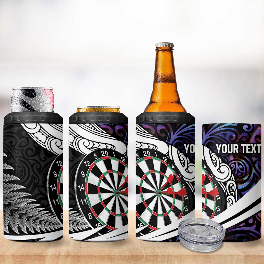 Personalized NZ Darts 4 in 1 Can Cooler Tumbler Paua Shell Maori Koru Whakairo - Purple - Aussie Hoodie