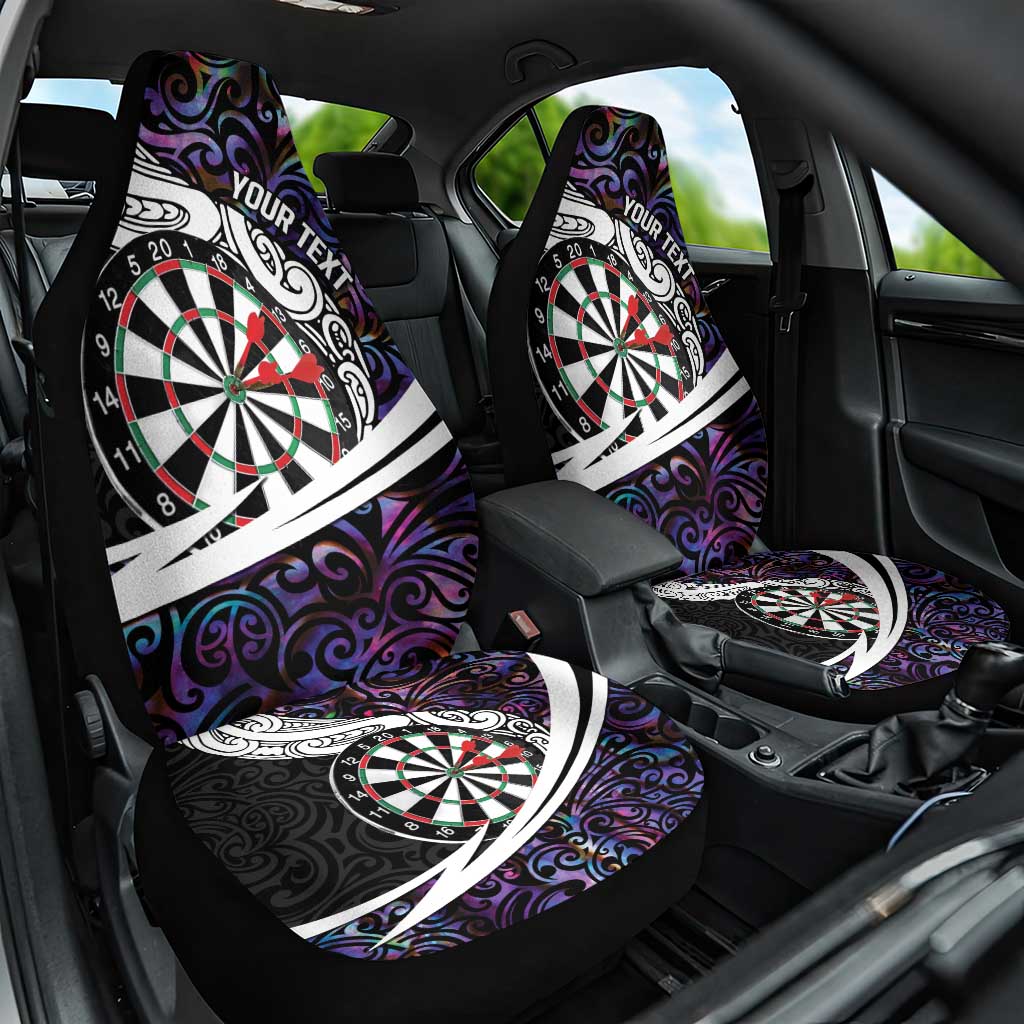 Personalized NZ Darts Car Seat Cover Paua Shell Maori Koru Whakairo - Purple - Aussie Hoodie
