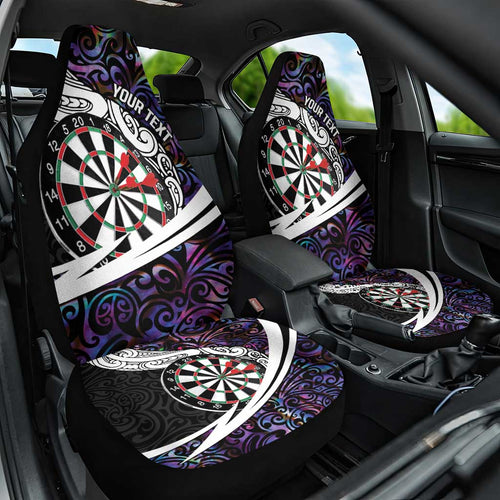 Personalized NZ Darts Car Seat Cover Paua Shell Maori Koru Whakairo - Purple - Aussie Hoodie
