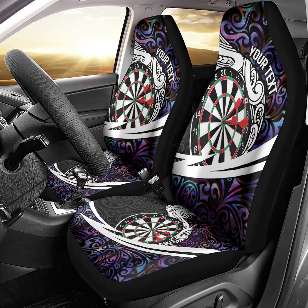 Personalized NZ Darts Car Seat Cover Paua Shell Maori Koru Whakairo - Purple - Aussie Hoodie